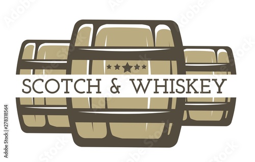 Whiskey and scotch isolated icon alcohol drink production