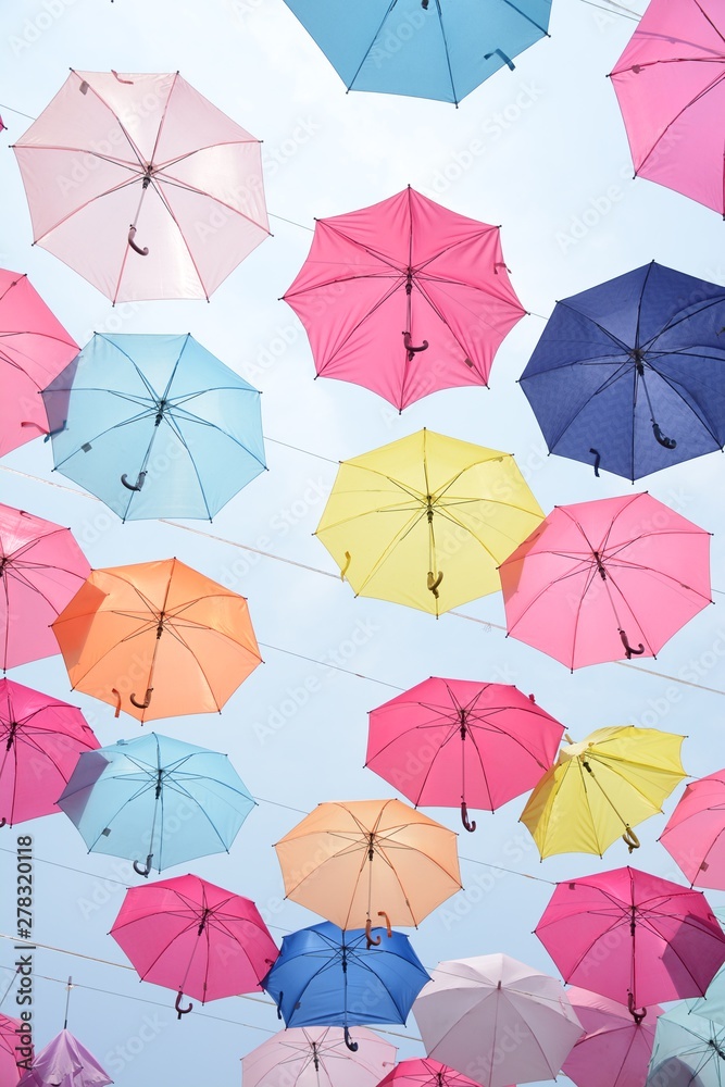 colorful umbrella in the sky colorful umbrella in the sky