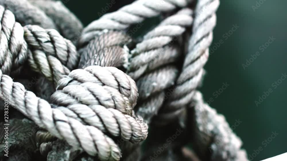 Sailing Boat Rope Mooring Rope Macro Close Up Cinematic Detail Sailing Boat Rope Mooring Rope Macro Close Up Cinematic Detail