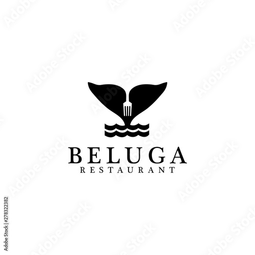 beluga restaurant/cafe simple elegant logo design