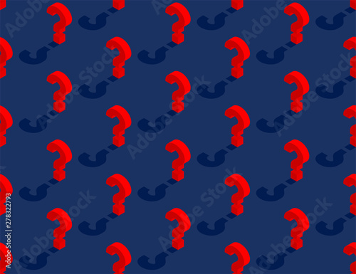 Question mark symbol 3D isometric seamless pattern, Doubt concept poster and banner vertical design illustration isolated on blue background with copy space, vector eps 10