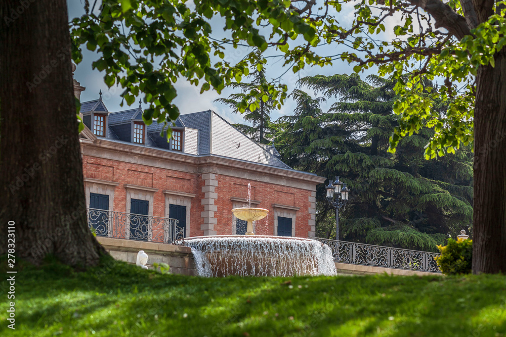 Barcelona. Public garden of Joan Maragall and Albeniz palace, Montjuic Park.