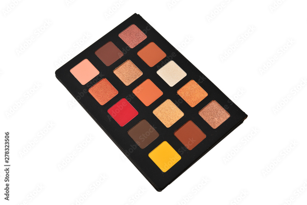 Eye shadow palette isolated on white background. Copy space.