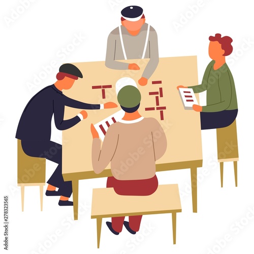 Table or board game domino friends or neighbors playing