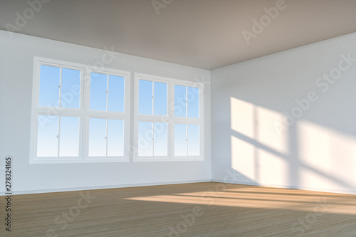 The cleaning house and the sunshine from the window  3d rendering.
