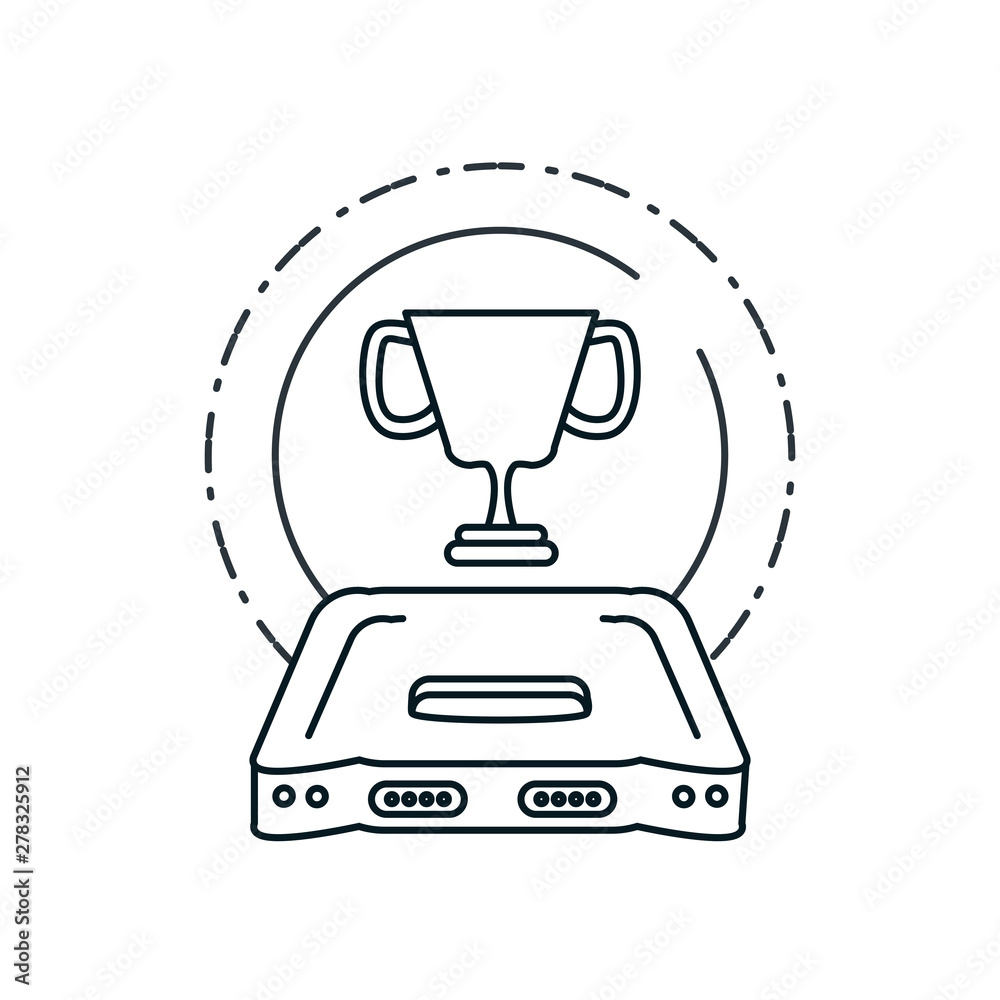 retro video game console with trophy cup retro video game console with trophy cup