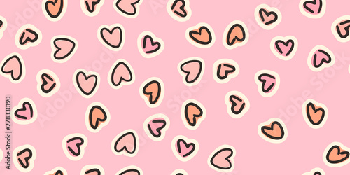 Cute seamless pattern with hand drawn hearts. Vector girly print for wrapping paper, banners, flayers, cards and posters