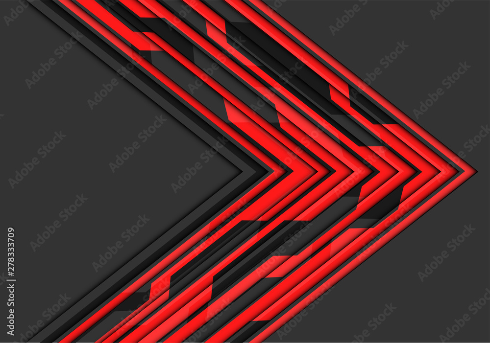 Abstract red circuit line arrow direction on grey blank space design modern futuristic technology background vector illustration. Abstract red circuit line arrow direction on grey blank space design modern futuristic technology background vector illustration.