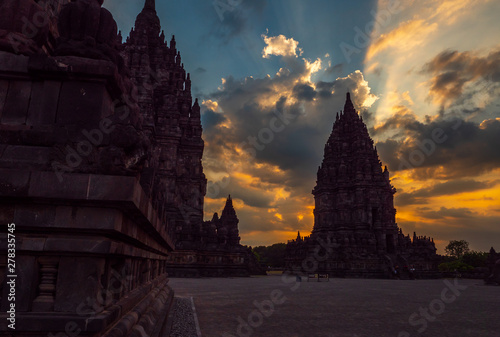 Prambanan temple at sunset time Java island Indonesia