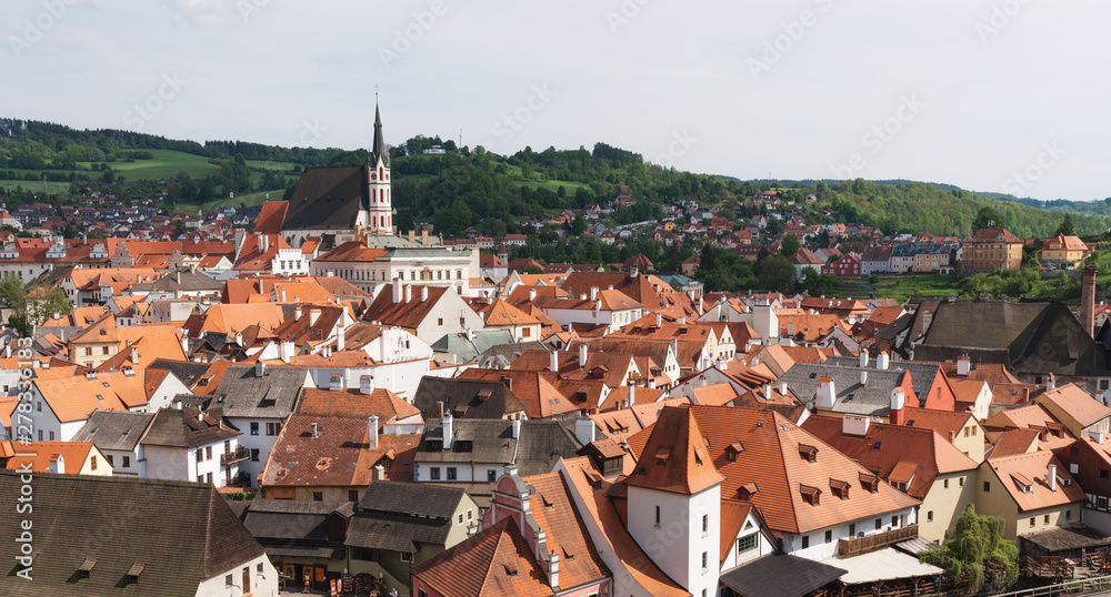 Panoramic old town Cesky Krumlov city view in Czech Republic