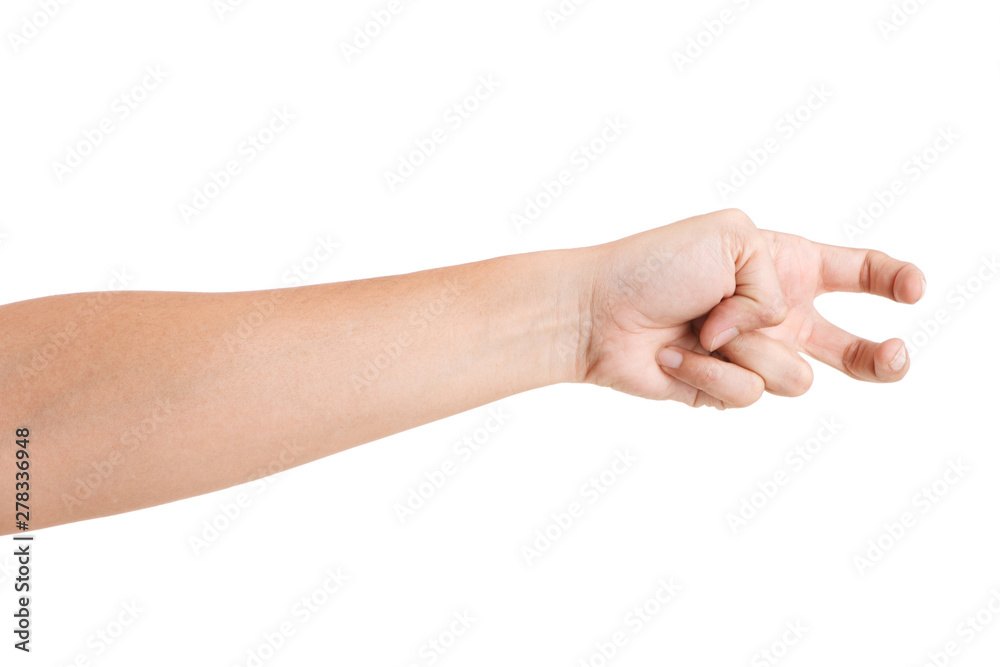 Male asian hand gestures isolated over the white background. HOOK POSE. Male asian hand gestures isolated over the white background. HOOK POSE.