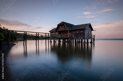 cabin on the lake in the bavaria area germany © ikuday