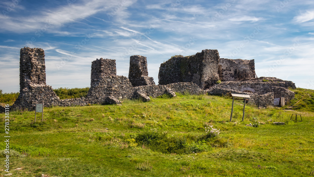 Beautiful castle ruins from Hungary, close of lake Balaton, mountain Csobanc