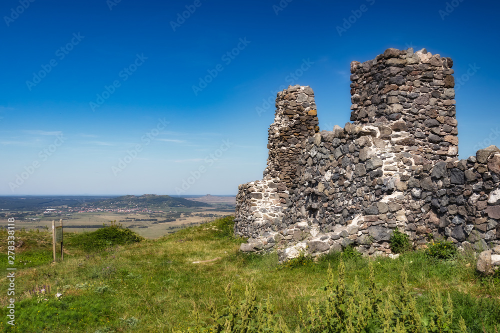 Beautiful castle ruins from Hungary, close of lake Balaton, mountain Csobanc