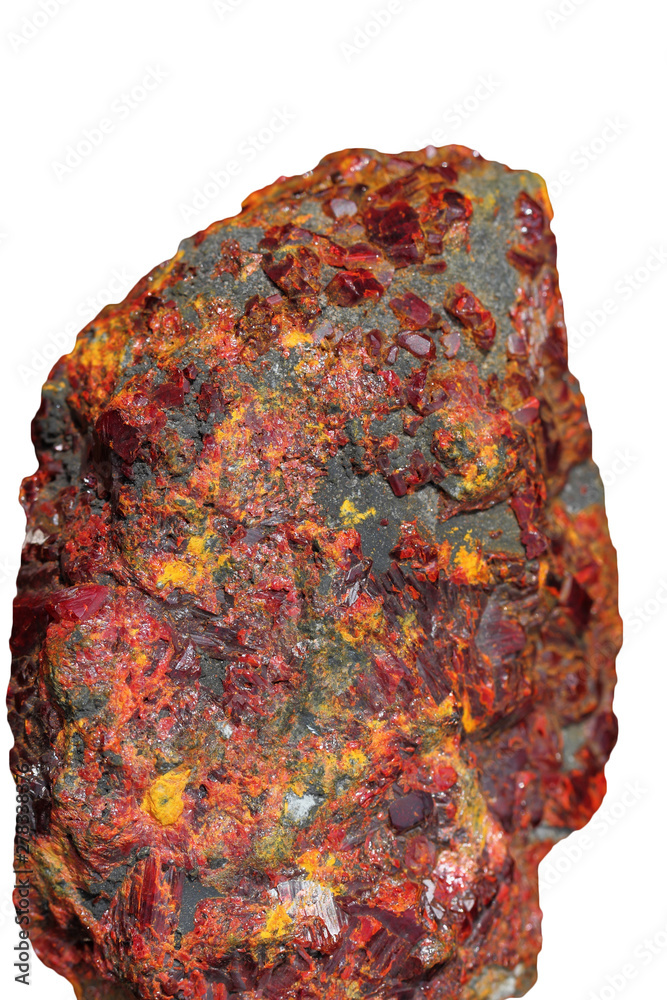 Realgar, arsenic mineral on white background Realgar, arsenic mineral on white background