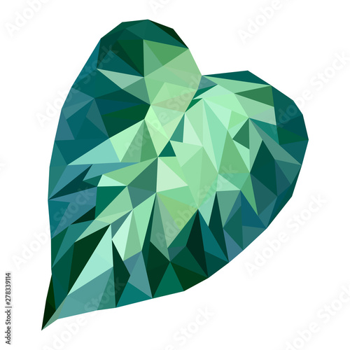 Tropical leaf isolated on a white background. Triangle style. Polygonal vector illustration. EPS 10.