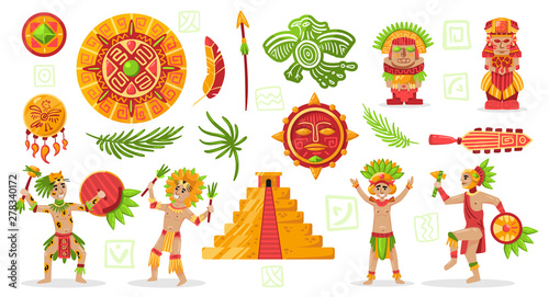 Fototapeta Naklejka Na Ścianę i Meble -  Maya Culture Doodle Set