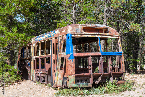Impression of an abandoned Bus, near Mud Lake, in the vincity of Nederland, Colorado, near the Rocky Mountains
