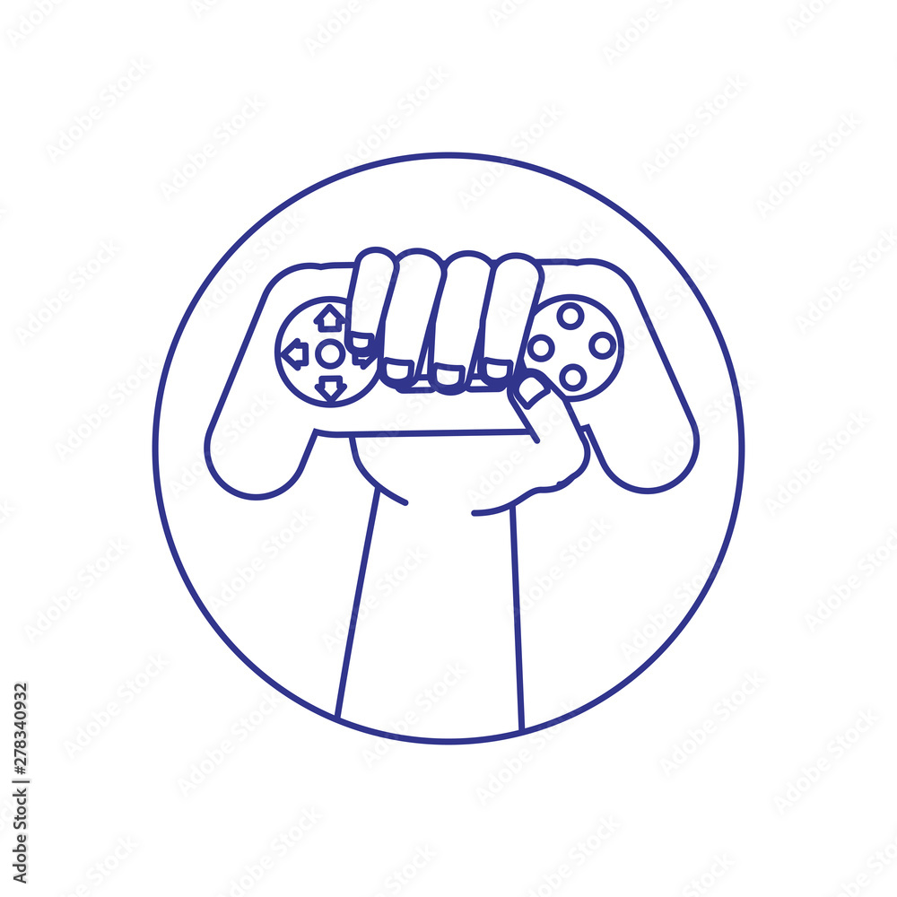 hand user with video game control retro hand user with video game control retro