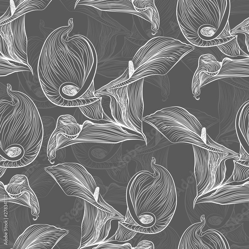 Seamless pattern with flowers Calla. Vector illustration. EPS 10