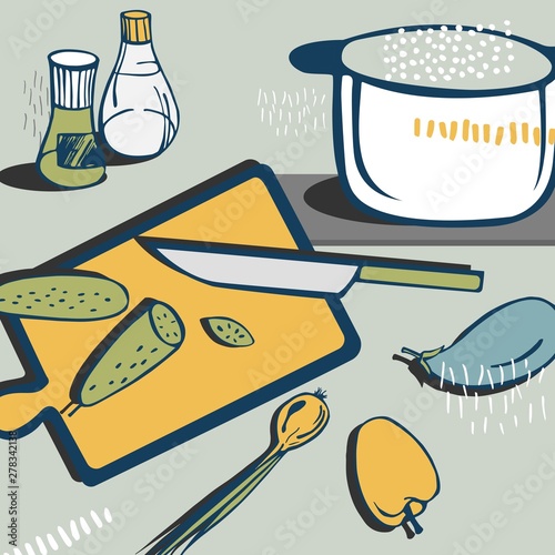 Cooking. Vector background. Sketch  illustration.