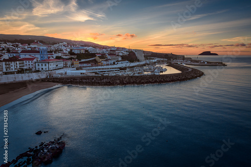 cityscape of angra do heroismo, aerial view of the city of angra do heroismo, azores portugal photo