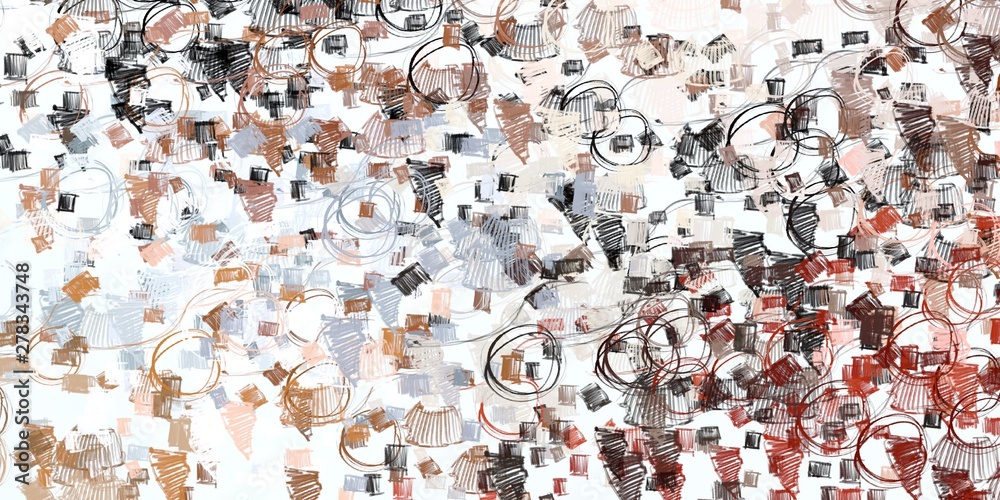 Fototapeta premium Digital sketch on colorful wall. 2d illustration. Texture backdrop painting. Creative chaos structure element.