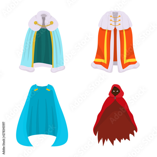 Isolated object of cloak and clothes sign. Collection of cloak and garment stock symbol for web.