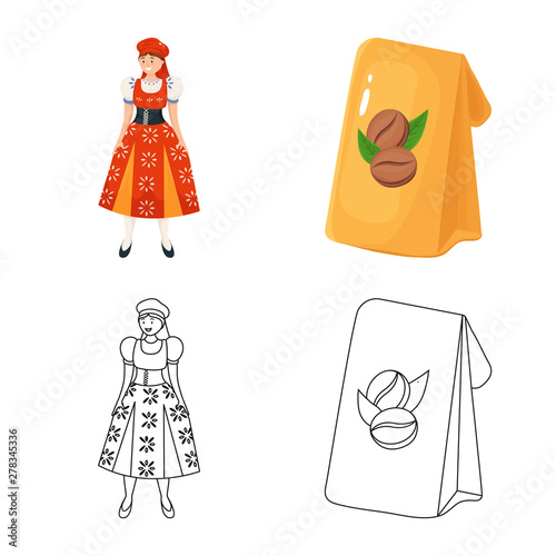 Isolated object of and historic icon. Set of and country stock vector illustration.