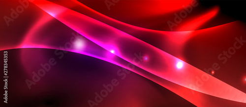 Glossy glowing neon light wave background