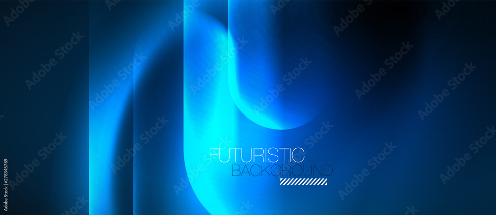 Blue neon round shapes techno background