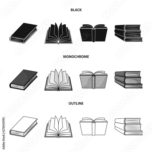 Isolated object of library and textbook logo. Collection of library and school stock symbol for web.