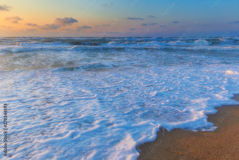 Storm on the Caspian Sea coast near Baku