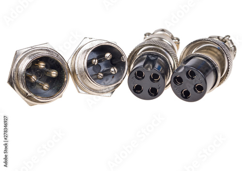 aircraft electrical connector isolated on white background