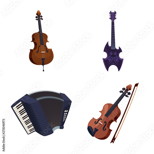Vector design of music and tune sign. Set of music and tool vector icon for stock.