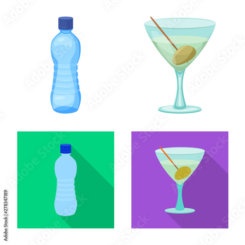 Vector design of drink and bar logo. Collection of drink and party stock symbol for web.