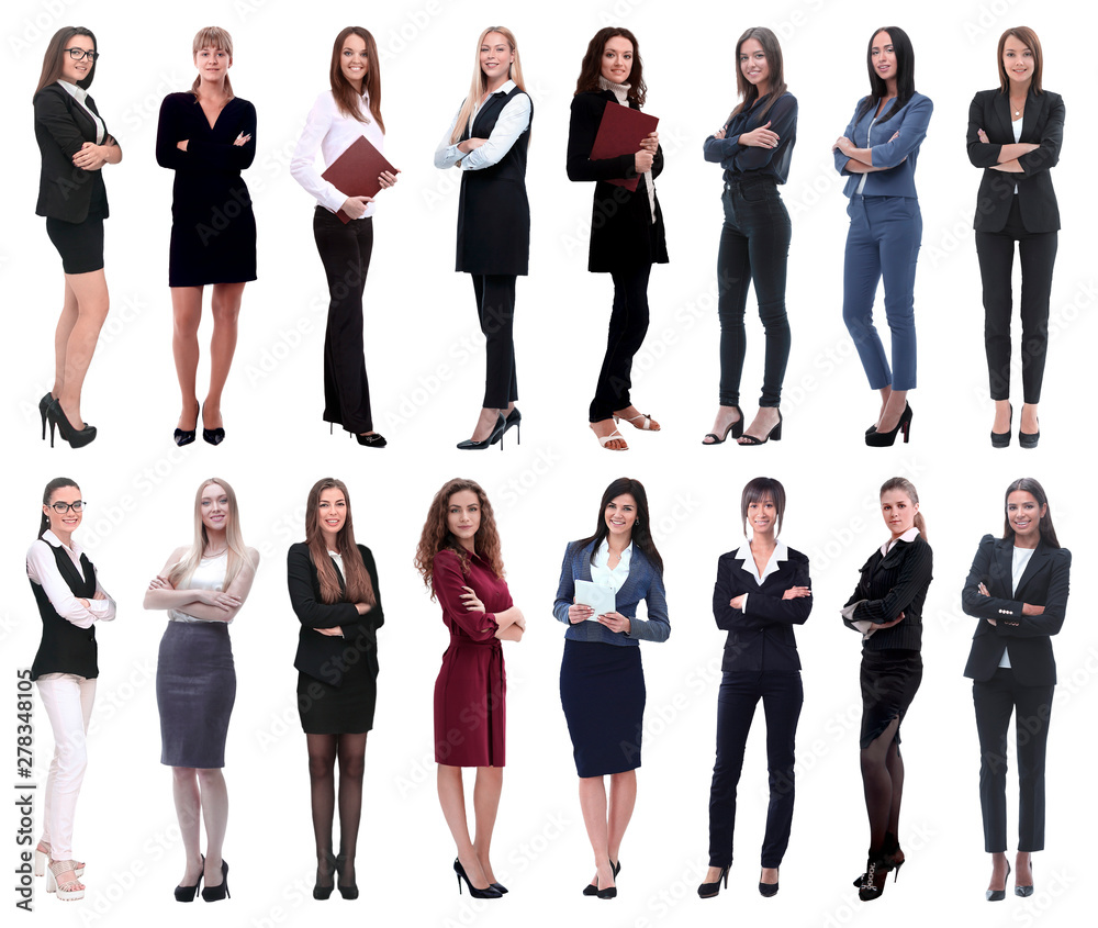 Obraz premium in full growth.collage of a group of successful young business women.