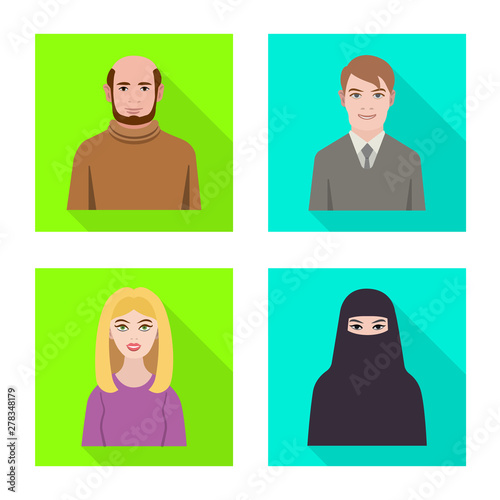 Isolated object of profile and portrait sign. Set of profile and profession stock symbol for web.