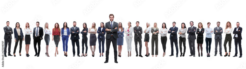 leader standing on the background of a large business team