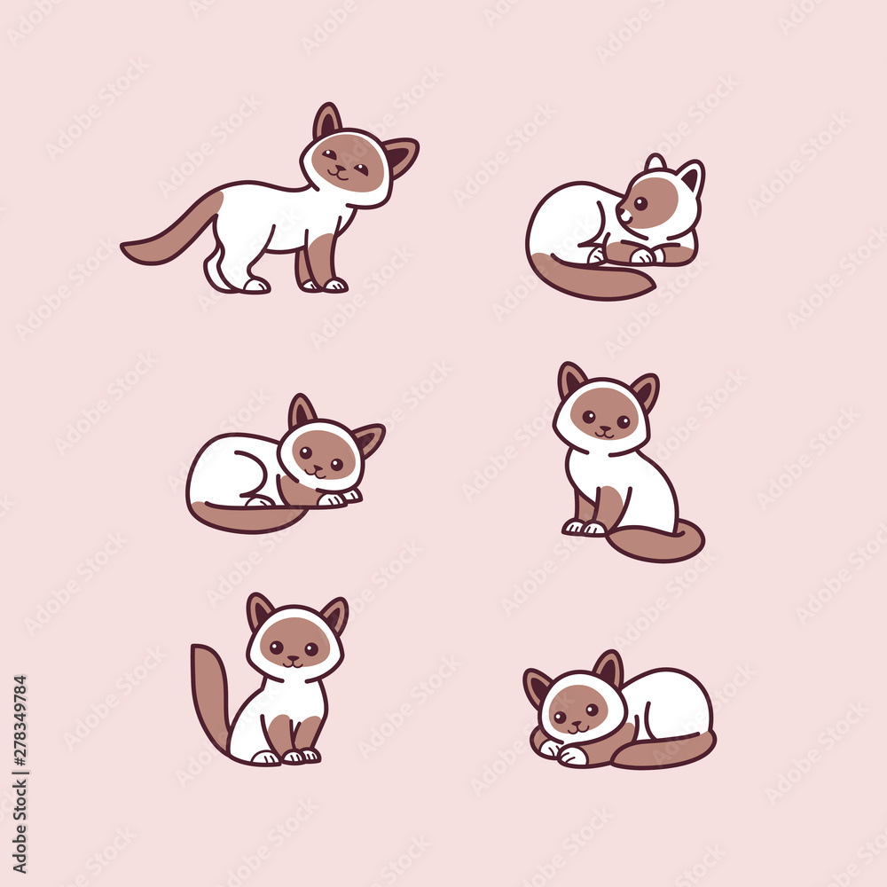 Obraz premium Cats icon set. Different type of cats. Vector illustration for prints, clothing, packaging, stickers, stickers.
