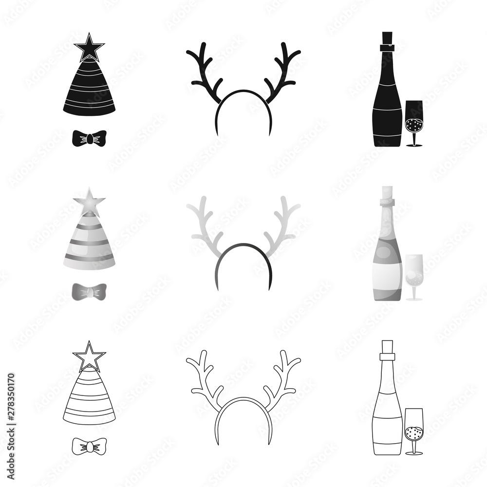 Isolated object of party and birthday icon. Collection of party and celebration stock symbol for web.