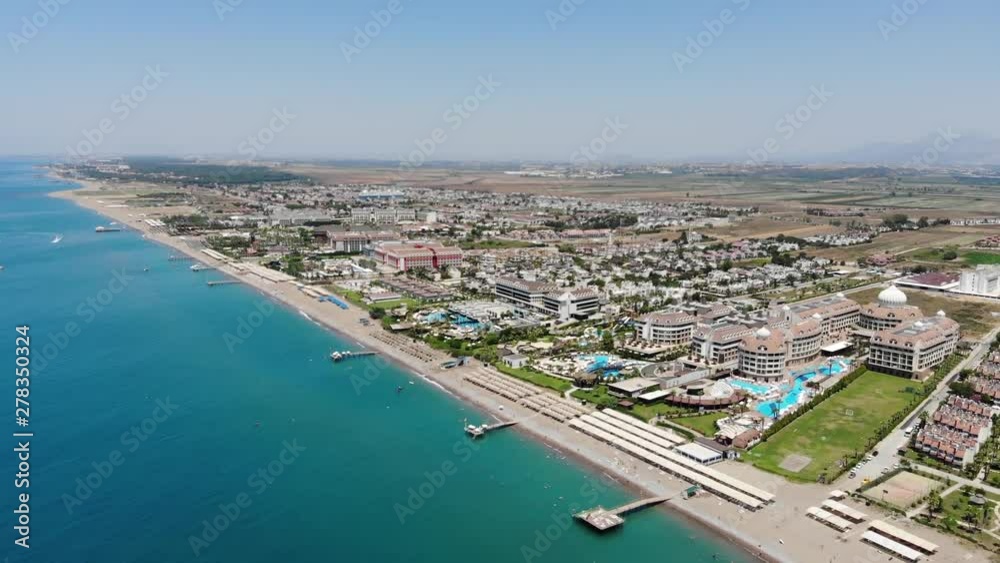 An aerial view of the seaside in Belek, Turkey in the morning sun An aerial view of the seaside in Belek, Turkey in the morning sun