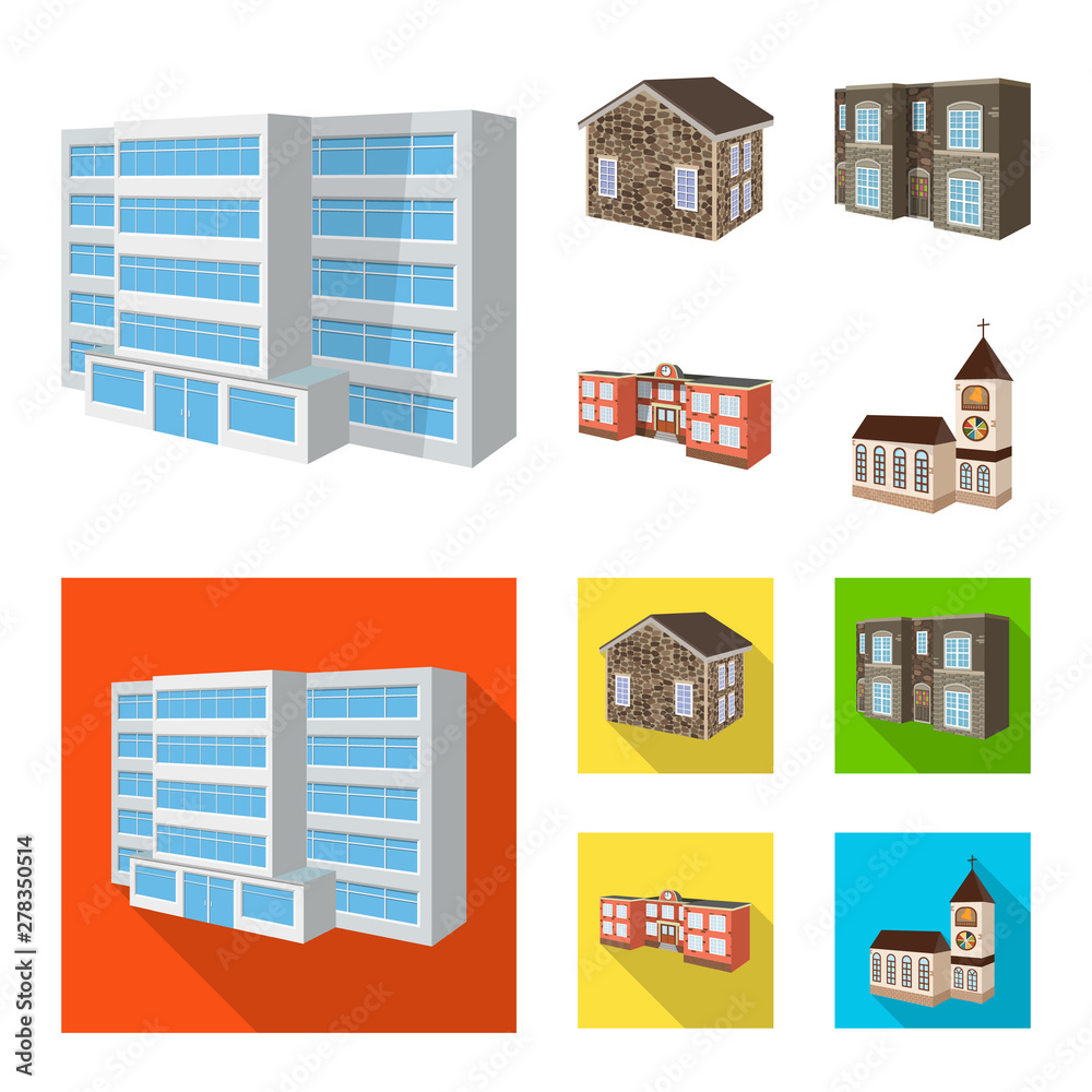 Vector design of facade and housing logo. Collection of facade and infrastructure stock symbol for web.