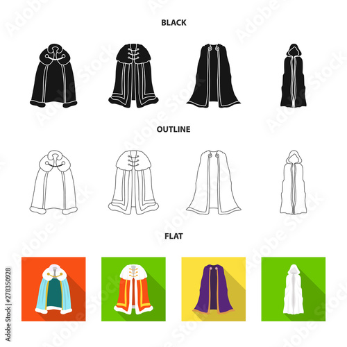 Vector illustration of material and clothing sign. Collection of material and garment vector icon for stock.