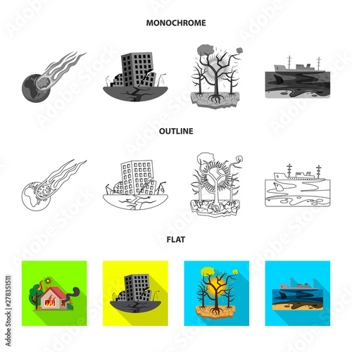 Vector illustration of natural and disaster logo. Collection of natural and risk stock symbol for web.