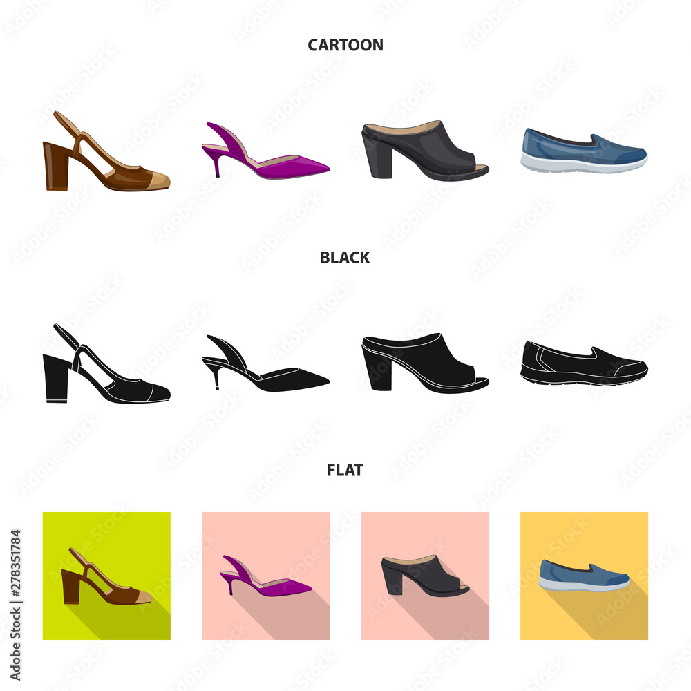 Isolated object of footwear and woman symbol. Set of footwear and foot vector icon for stock.
