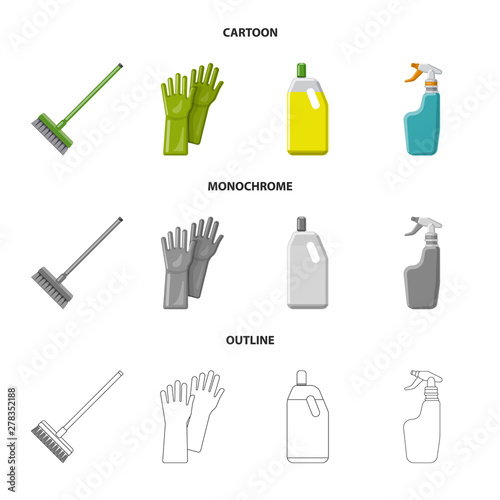 Isolated object of cleaning and service sign. Set of cleaning and household stock symbol for web.