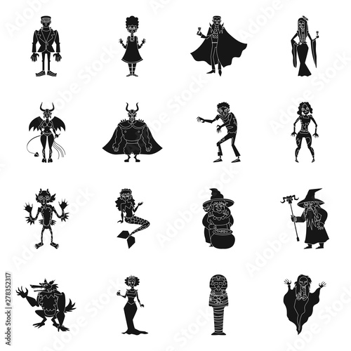 Isolated object of creature and devilry sign. Collection of creature and halloween vector icon for stock.