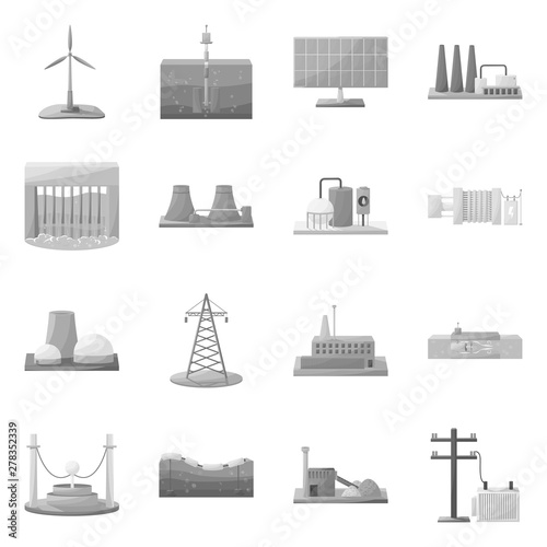 Vector illustration of industrial and ecological symbol. Set of industrial and environment vector icon for stock.