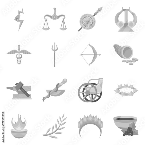 Vector illustration of ancient and culture icon. Set of ancient and antique stock vector illustration.